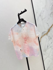Dior/26SS NEW Gradient Round Neck Short Sleeve Knit Cardigan