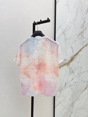 Dior/26SS NEW Gradient Round Neck Short Sleeve Knit Cardigan
