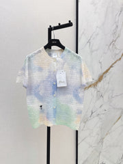 dior/26SS NEW Gradient Round Neck Short Sleeve Knit Cardigan