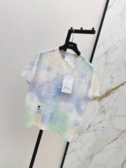 dior/26SS NEW Gradient Round Neck Short Sleeve Knit Cardigan