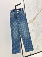 26SS NEW Retro MONOGRAM Laser-Eye Straight Leg Jeans