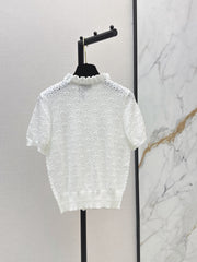 26SS NEW Ruffled Edge Design 3D Crochet Knit Sweater