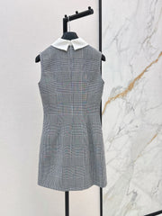 26SS NEW Color-blocked plaid vest dress with lapel 🖤