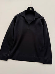 26SS NEW Black Collared Loose-fitting Pullover
