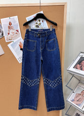 26SS NEW Patchwork Letter V-Neck Jeans
