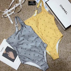 chanel/26SS NEW Grey One-Shoulder One-Piece Swimsuit 👙