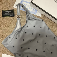 chanel/26SS NEW Grey One-Shoulder One-Piece Swimsuit 👙
