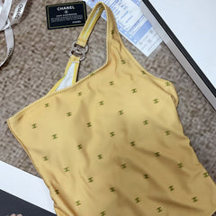 chanel/26SS NEW Yellow One-Shoulder One-Piece Swimsuit 👙