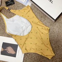chanel/26SS NEW Yellow One-Shoulder One-Piece Swimsuit 👙