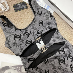 chanel/26SS NEW Grey One-Piece Swimsuit 👙
