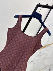 Louis Vuitton/26SS NEW Brown Tank Top Bikini Swimsuit 🩱