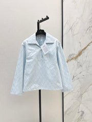 26SS NEW Coco Girl Beach Collection Heavy Embroidery Diamond Pattern Denim Top🩵