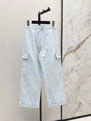 26SS NEW Coco Girl Beach Collection Heavy Embroidery Diamond Pattern Straight Leg Jeans🩵