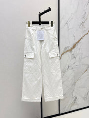 26SS NEW Coco Girl Beach Collection Heavy Embroidery Diamond Pattern Straight Leg Jeans🩵