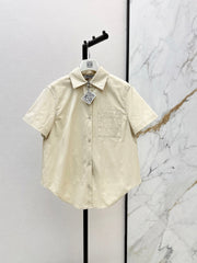 26SS NEW Square Pattern Embroidered Babydoll Shirt 🤎