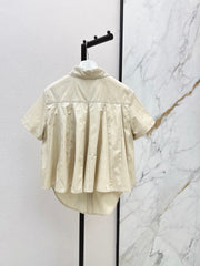 26SS NEW Square Pattern Embroidered Babydoll Shirt 🤎
