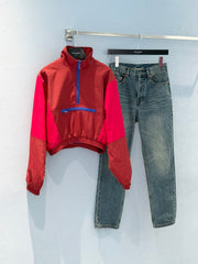🔥Highest Quality🔥26SS NEW Color Block Chain Half-Zip Jacket ❤️