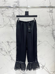 🔥HOT🔥26SS NEW Lace Ruffled Wide-Leg Acetate Trousers
