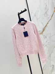26SS NEW 3D Logo Embroidered Cashmere Pink Knit Sweater 💕