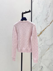 26SS NEW 3D Logo Embroidered Cashmere Pink Knit Sweater 💕