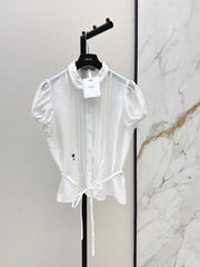 26SS NEW Delicate lace-trimmed Peter Pan collar shirt 🤍