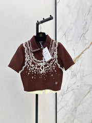 26SS NEW Retro Jacquard Knit Short-Sleeve Top 🖤