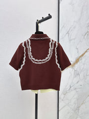 26SS NEW Retro Jacquard Knit Short-Sleeve Top 🖤