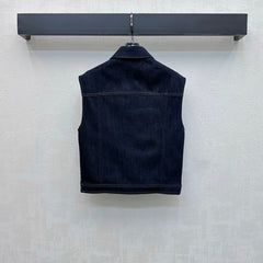 26SS NEW Tweed Patchwork Denim Vest