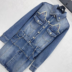 26SS New Heavily Embellished Denim Dress