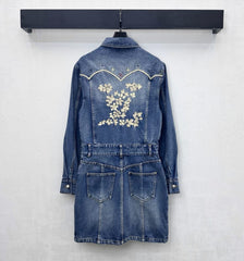 26SS New Heavily Embellished Denim Dress