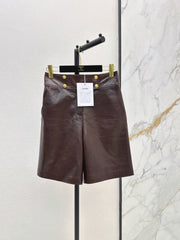 26SS New Runway Style: Vintage-Inspired Leather Workwear Bermuda Shorts 🖤