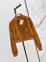 ❤️🔥Limited edition❤️🔥 26SS New Vintage-Style Brown Suede-Finish Cropped Jacket 🤎
