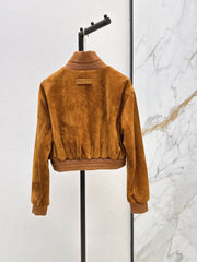 ❤️🔥Limited edition❤️🔥 26SS New Vintage-Style Brown Suede-Finish Cropped Jacket 🤎