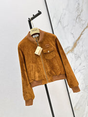 ❤️🔥Limited edition❤️🔥 26SS New Vintage-Style Brown Suede-Finish Cropped Jacket 🤎