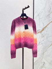 26SS New Cashmere Knit Cardigan with Gradient Ombré Effect and Embossed Logo 🤍