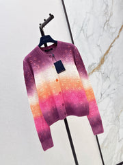 26SS New Cashmere Knit Cardigan with Gradient Ombré Effect and Embossed Logo 🤍