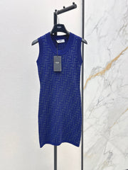 26SS New FF Monogram Knit Sleeveless Dress 🩵