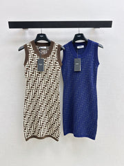 26SS New FF Monogram Knit Sleeveless Dress 🩵