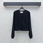 26FW New Jacquard Crew-Neck Cropped Cardigan