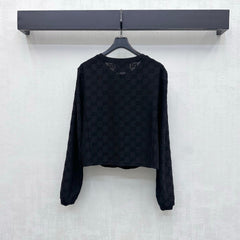26FW New Jacquard Crew-Neck Cropped Cardigan
