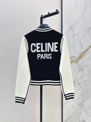 26FW New Black & White Color-Block Knit Varsity Jacket 🖤