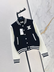 26FW New Black & White Color-Block Knit Varsity Jacket 🖤