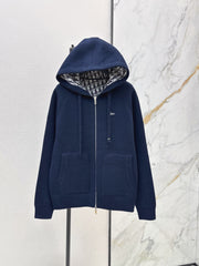 26FW New Unisex Reversible Premium Monogram Logo Zip-Up Cashmere Jacket 🩶