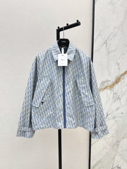 26FW New Miss D Blue & White Classic Monogram Lapel Jacket 🩵