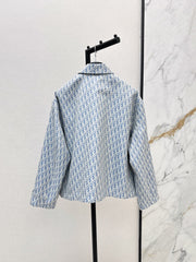 26FW New Miss D Blue & White Classic Monogram Lapel Jacket 🩵