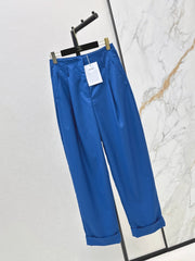 26FW New Klein Blue High-Waisted Cropped Trousers with Cuffed Hems 🩵
