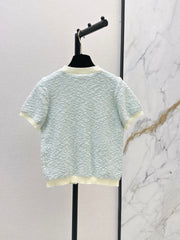 26FW New Short-Sleeve Knit Top with Contrast Trim 🩵