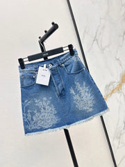26FW New High-Waisted Jacquard Denim Skirt 🩵