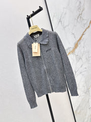 26FW New Knit Zip-Up Cardigan with Peter Pan Collar 🩶