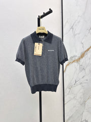 26FW New Striped Knit Top with Polo Collar 🖤